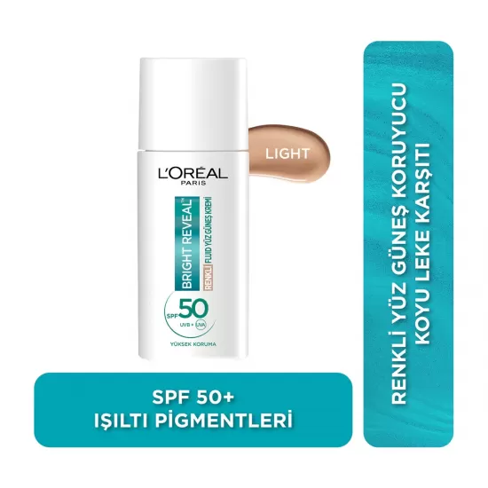 Bright Reveal Spf 50+ Koyu Leke Karşıtı Renkli Fluid Günlük Yüz Güneş Kremi 50ml - Light