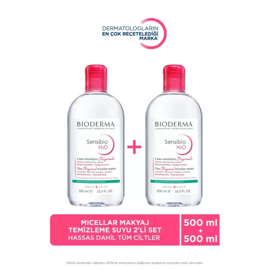 Sensibio H2O Micellar Makyaj Temizleme Suyu 2'li Set Hassas ve Tüm Ciltler Yüz ve Göz Çevresi 500 ml